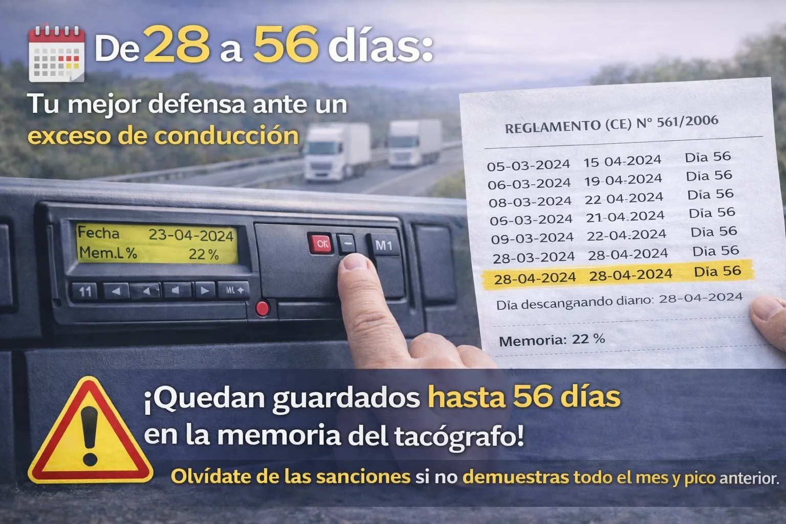56 Días de Registros Tacógrafo: Nuevas Multas 2026